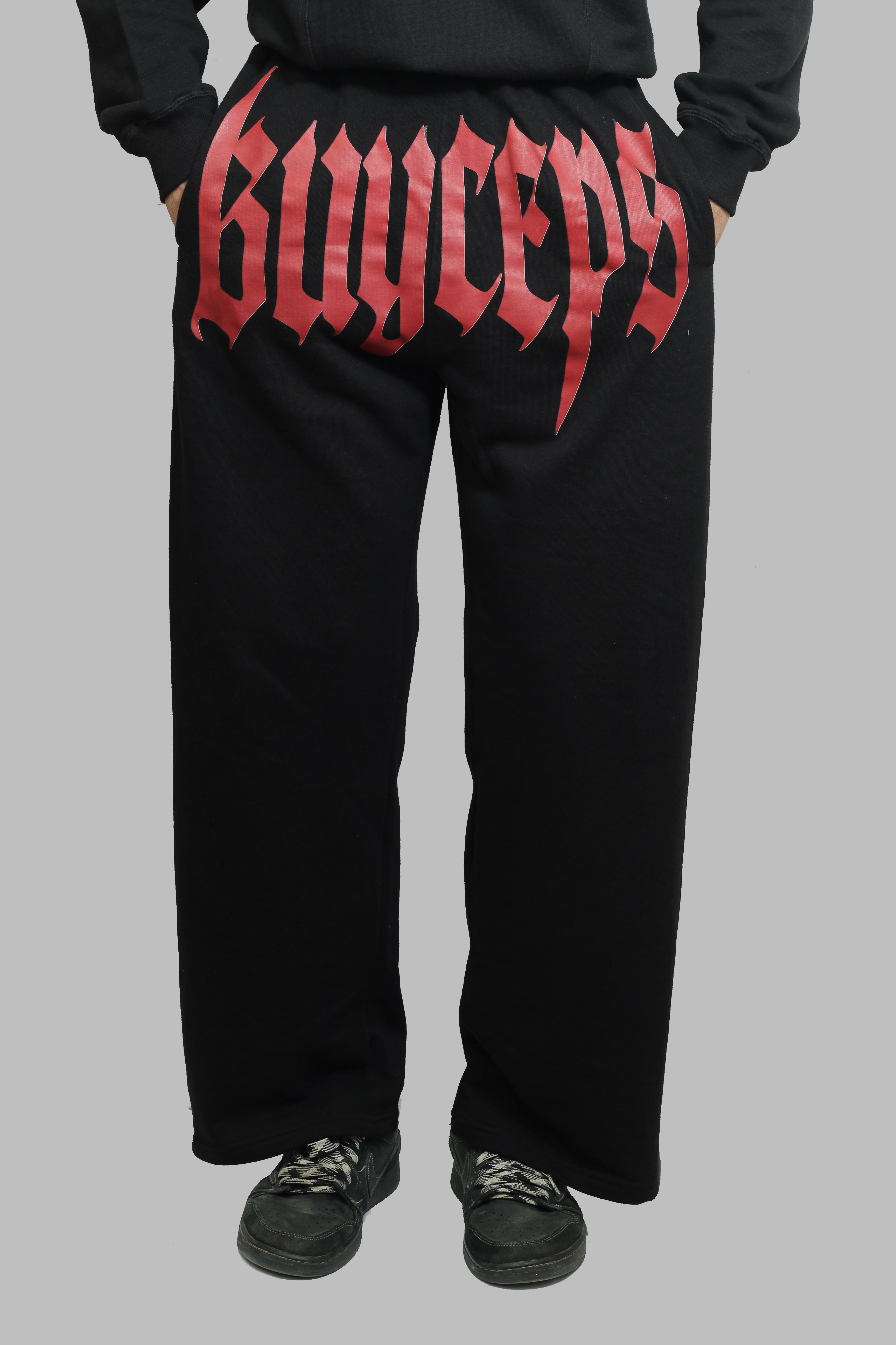BLACK SWEATPANTS – BAGGY FIT, RED GRAPHIC