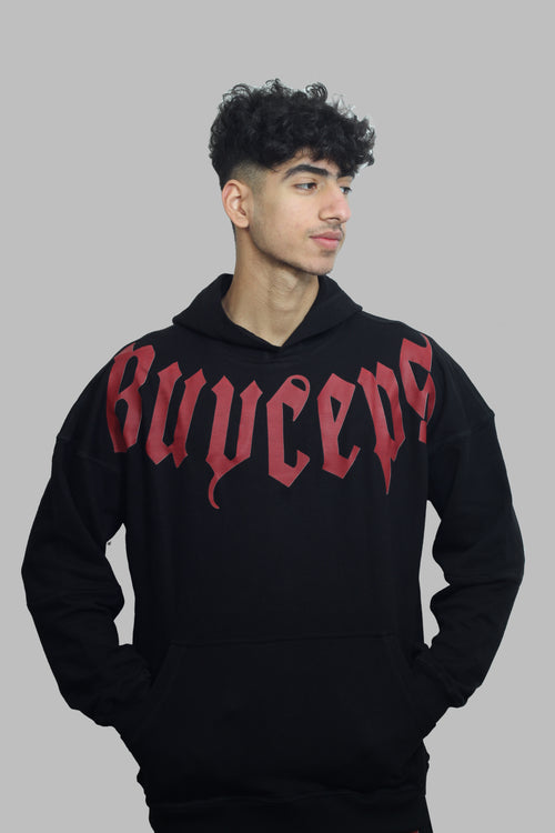 BLACK HOODIE – RED GRAPHIC