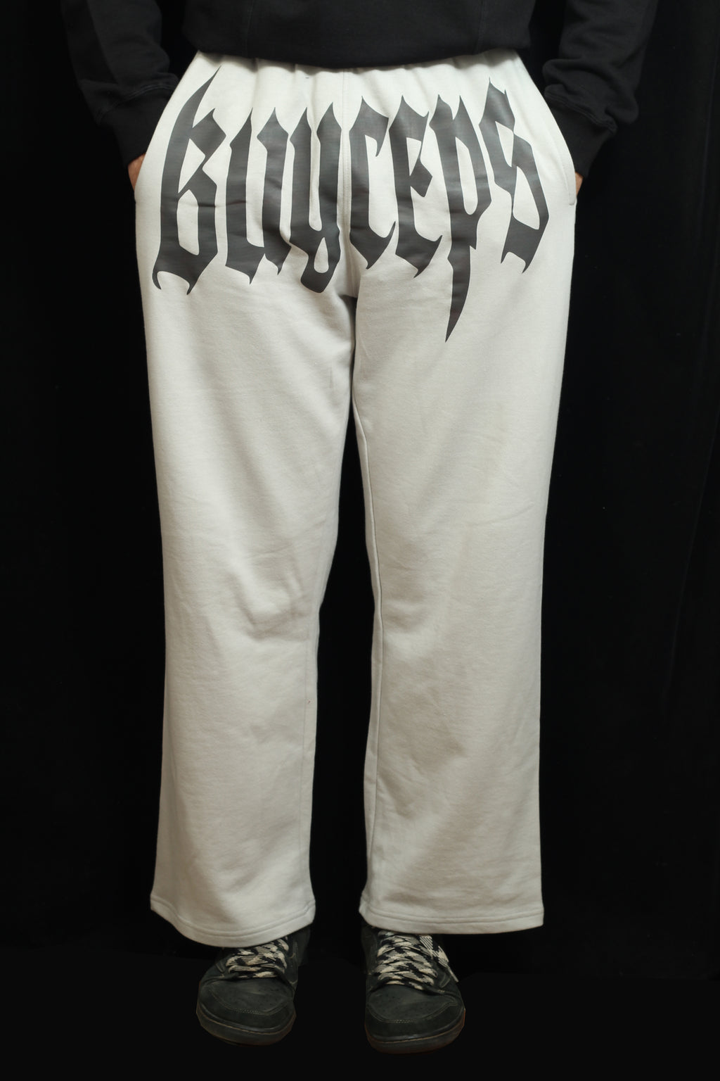 ASH GREY SWEATPANTS – BAGGY FIT, BLACK GRAPHIC