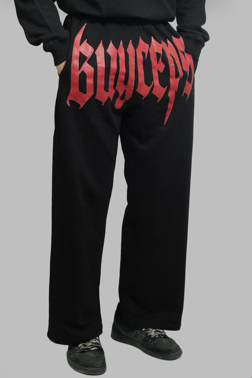 BLACK SWEATPANTS – BAGGY FIT, RED GRAPHIC