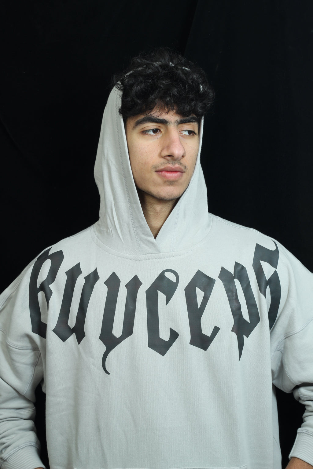 ASH GREY HOODIE – BLACK GRAPHIC