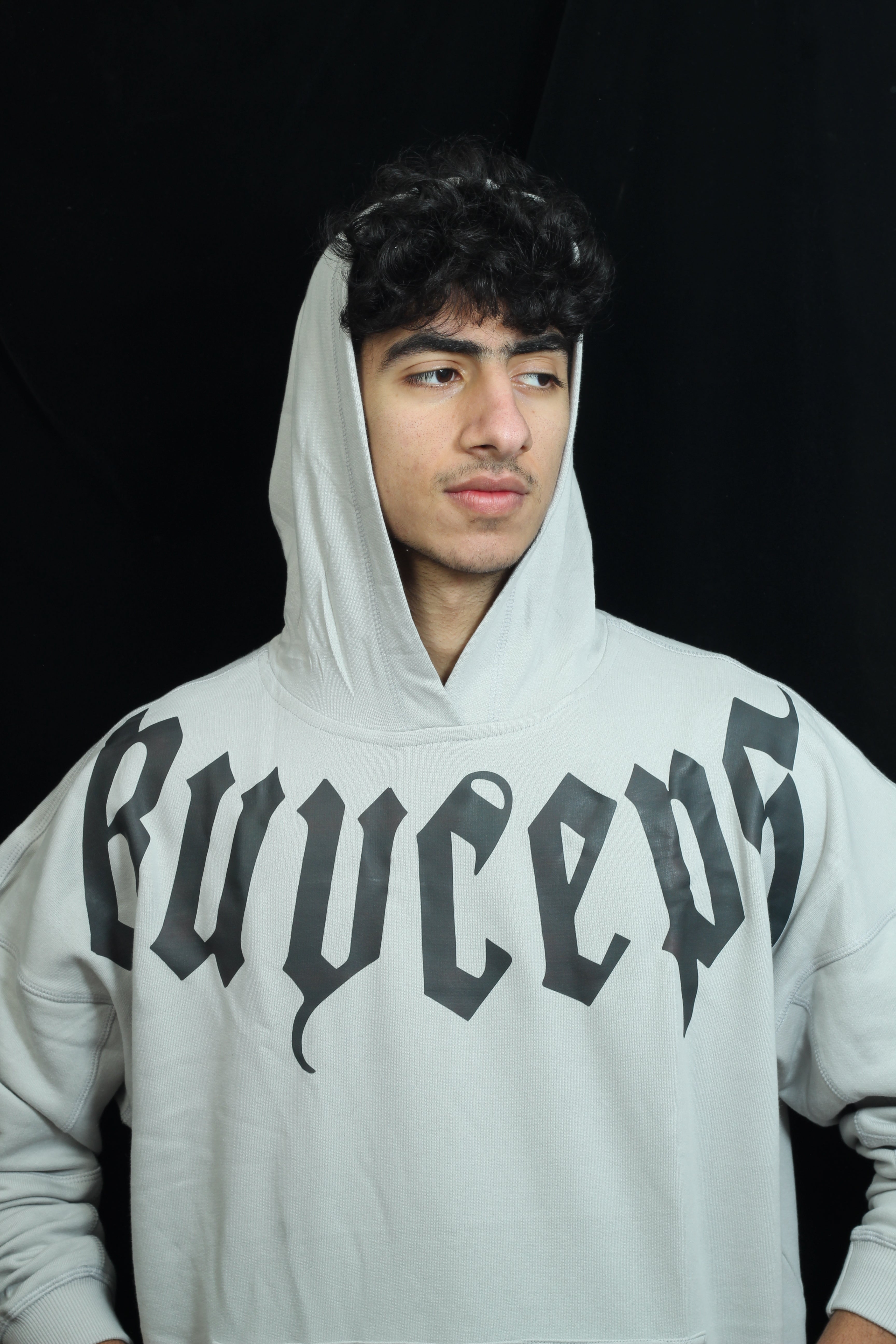 ASH GREY HOODIE – BLACK GRAPHIC