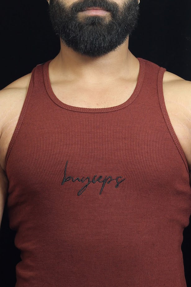 BUYCEPS RIBBED VEST COPPER BROWN