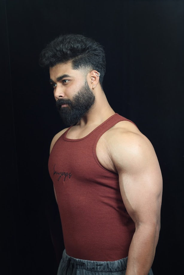 BUYCEPS RIBBED VEST COPPER BROWN