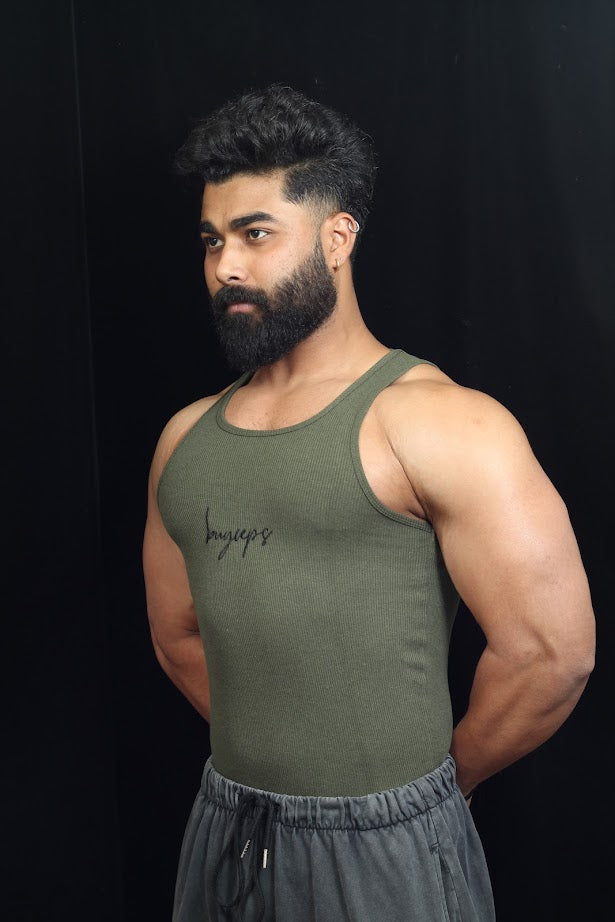 BUYCEPS RIBBED VEST MILITARY GREEN