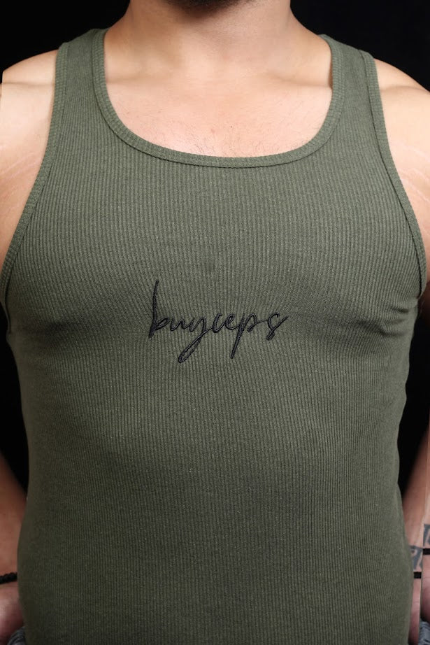 BUYCEPS RIBBED VEST MILITARY GREEN