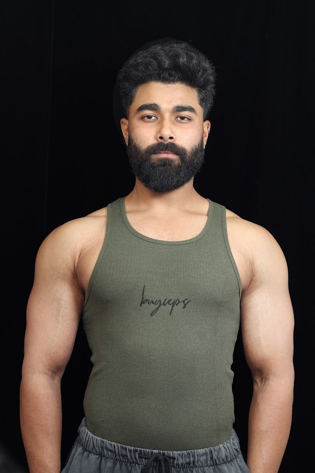 BUYCEPS RIBBED VEST MILITARY GREEN