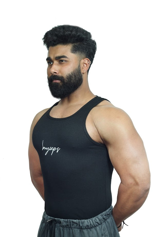 BUYCEPS RIBBED VEST BLACK