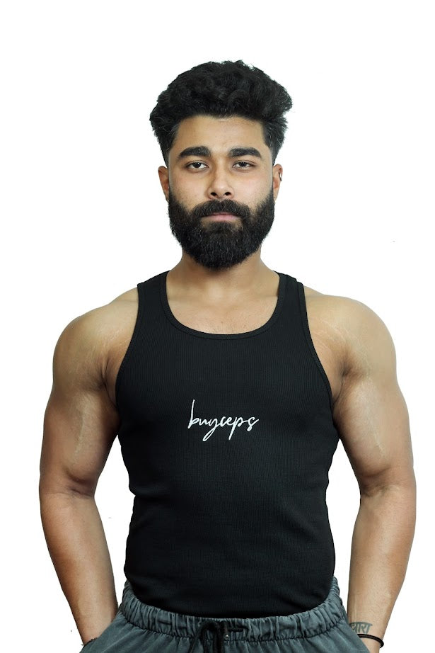 BUYCEPS RIBBED VEST BLACK