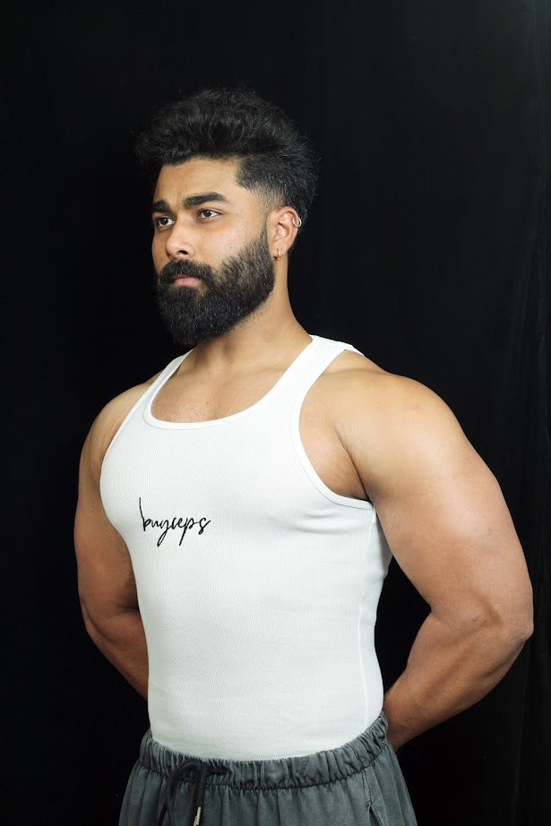 BUYCEPS RIBBED VEST WHITE