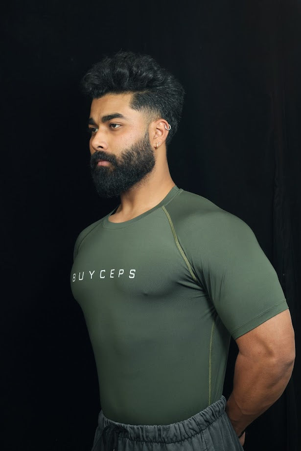 BUYCEPS COMPRESSION T-SHIRT OLIVE GREEN